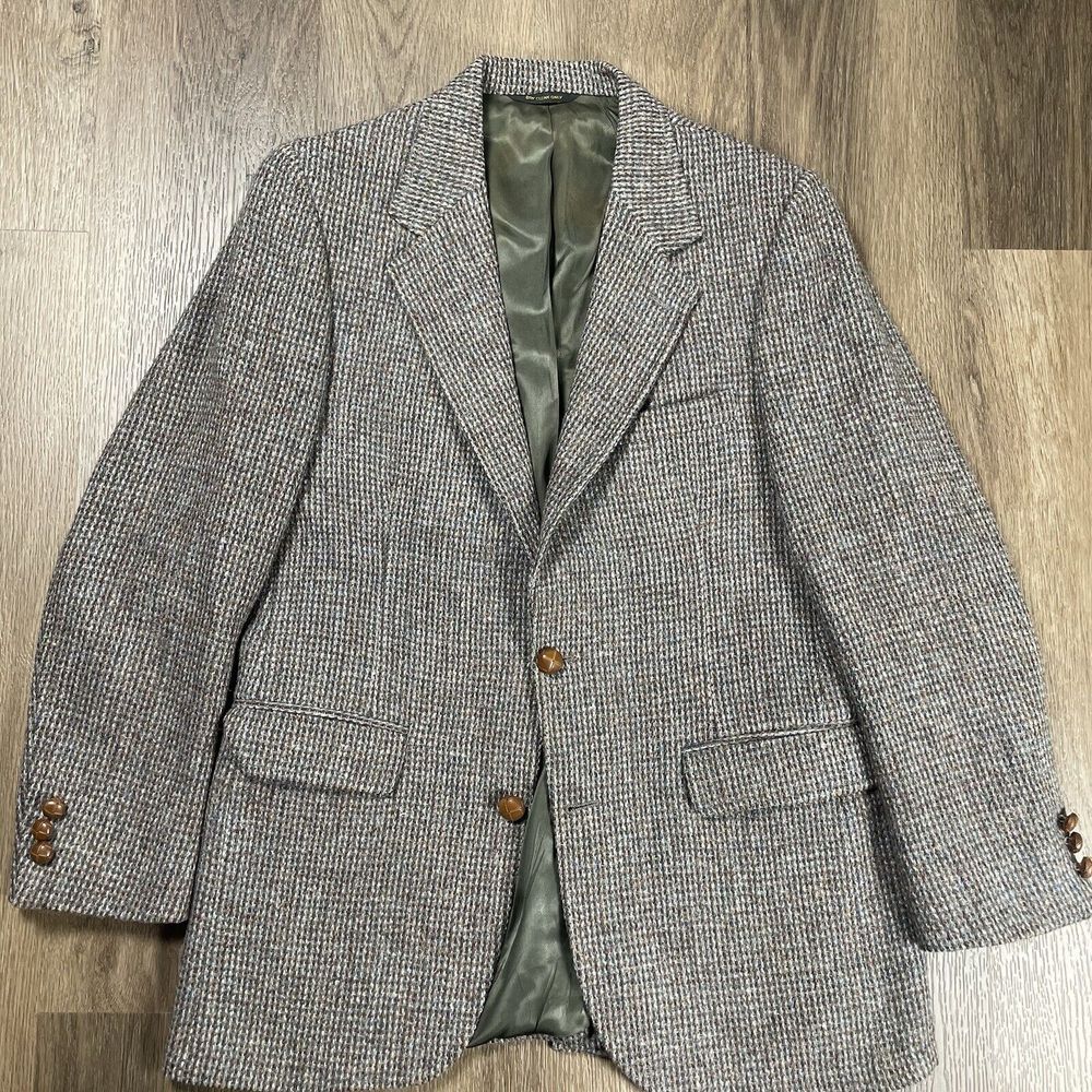 Men's Herringbone Wool Blend Blazer - Gray/Brown